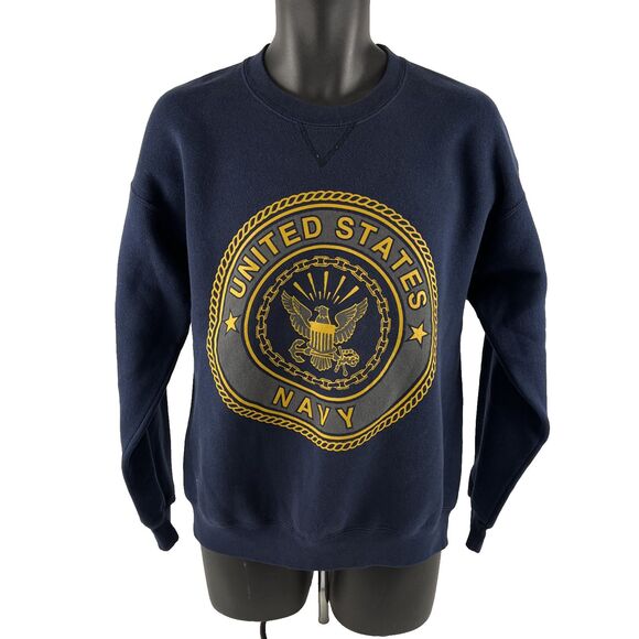 Vtg Mens M.J. Soffe U.S. Navy Double Sided Crewneck Sweatshirt Sz L Made In USA - Picture 1 of 6